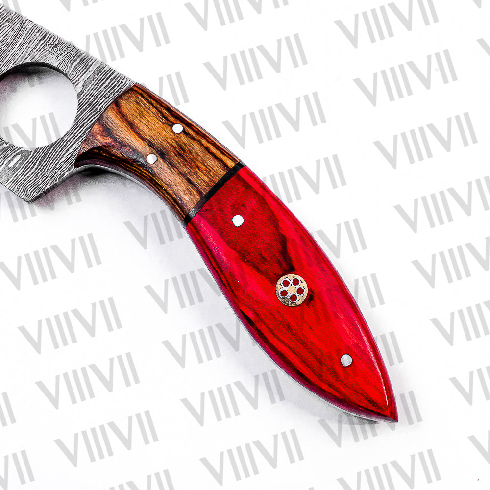 Damascus Hunting Knife with Twisted Damascus Pattern & Ash Wood Handle – Mosaic Rivets