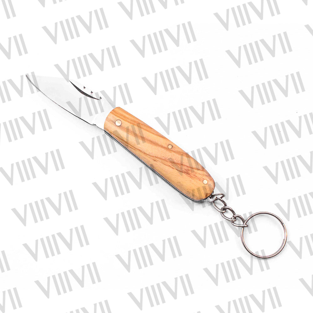 Folding Pocket Knife Keychain – Stainless or Damascus Blade with Olive Wood Handle | Mini EDC Utility Knife for Gifting, Outdoor & Everyday Use