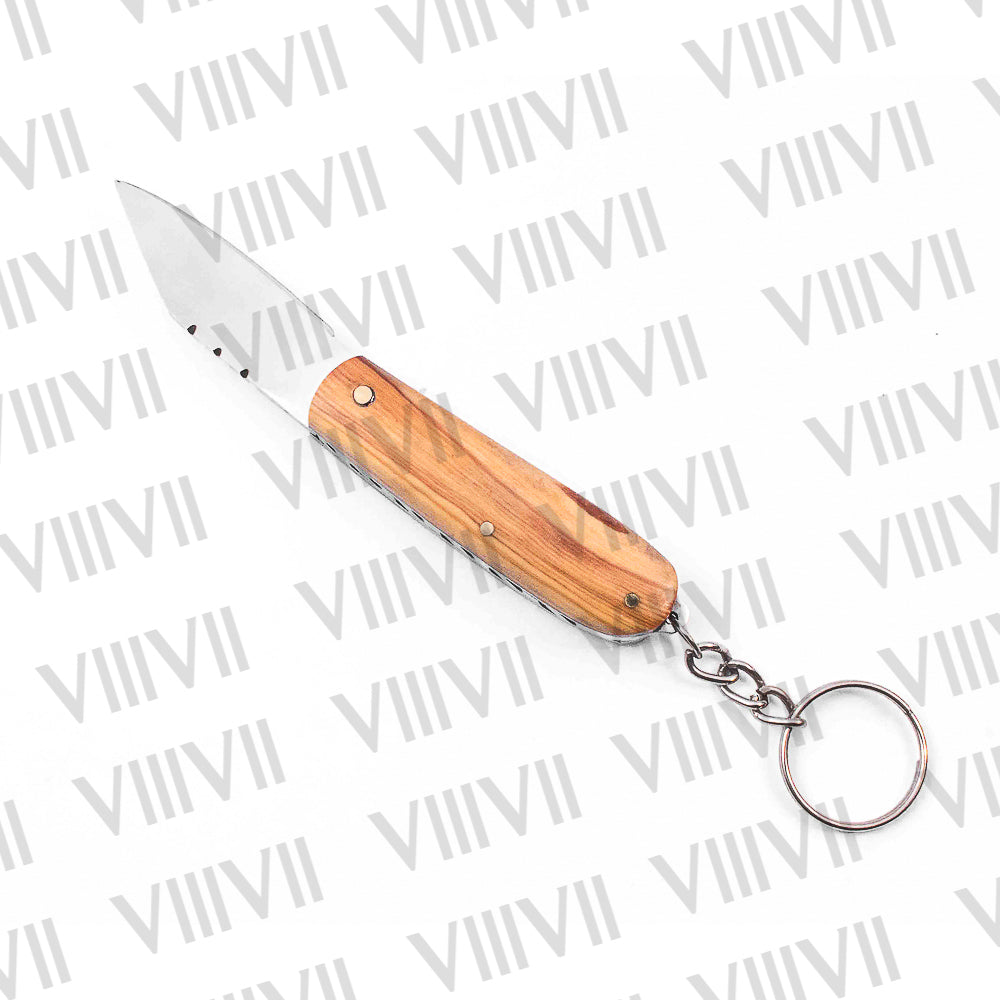 Folding Pocket Knife Keychain – Stainless or Damascus Blade with Olive Wood Handle | Mini EDC Utility Knife for Gifting, Outdoor & Everyday Use