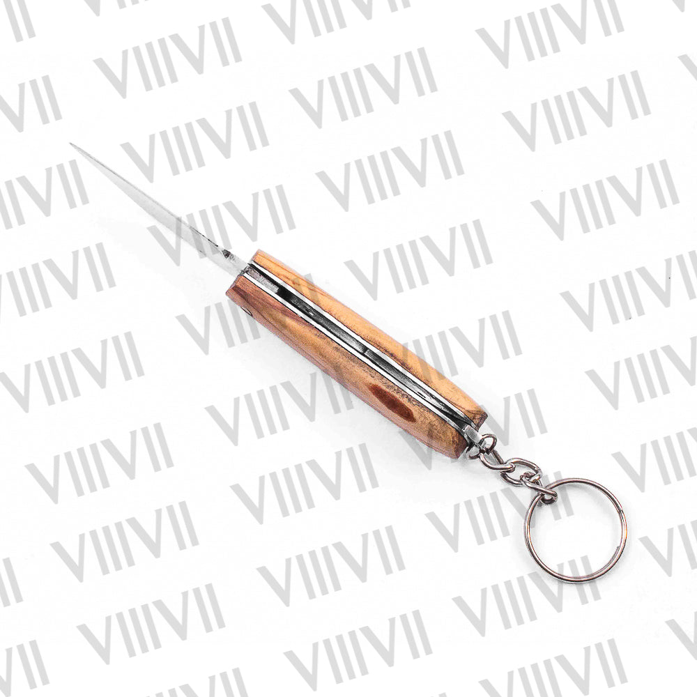 Folding Pocket Knife Keychain – Stainless or Damascus Blade with Olive Wood Handle | Mini EDC Utility Knife for Gifting, Outdoor & Everyday Use