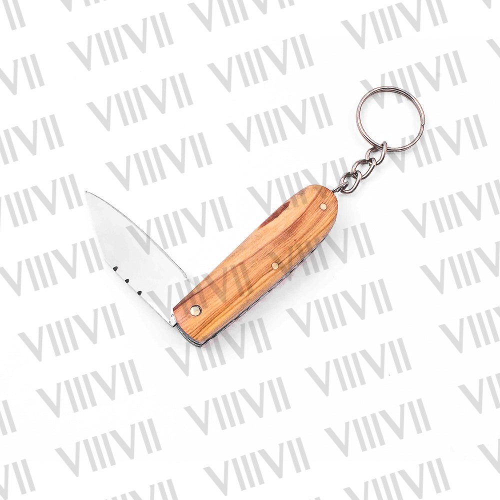 Folding Pocket Knife Keychain – Stainless or Damascus Blade with Olive Wood Handle | Mini EDC Utility Knife for Gifting, Outdoor & Everyday Use