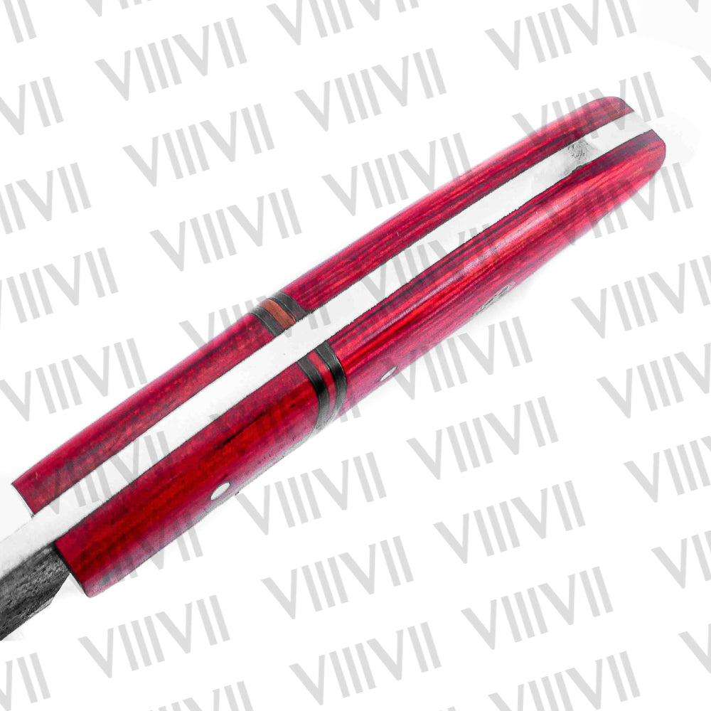 Custom Full Tang Knife Forged in 440C Steel with Red Wood Handle – Outdoor & Kitchen Utility Blade