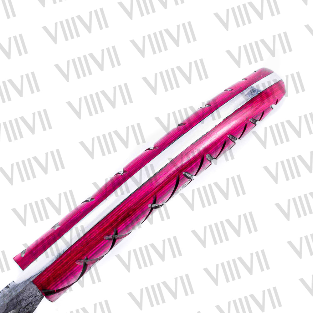 Custom Pink Knife Forged in 440C Stainless Steel with Beautiful Pink Wood Handle – Outdoor & Hunting Knife