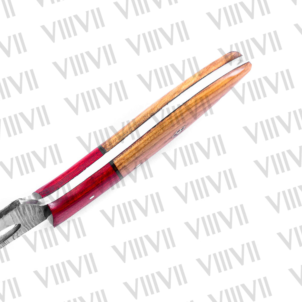 Custom Handmade Knife Forged in Damascus Steel with Twisted Pattern & Ash Wood Handle