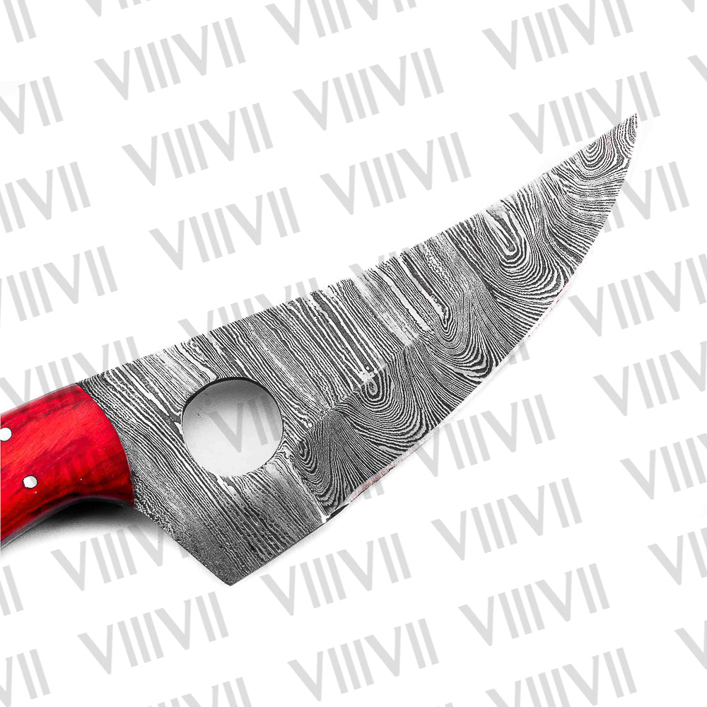 Custom Knife Forged in Damascus Steel with Beautiful Rosewood Handle