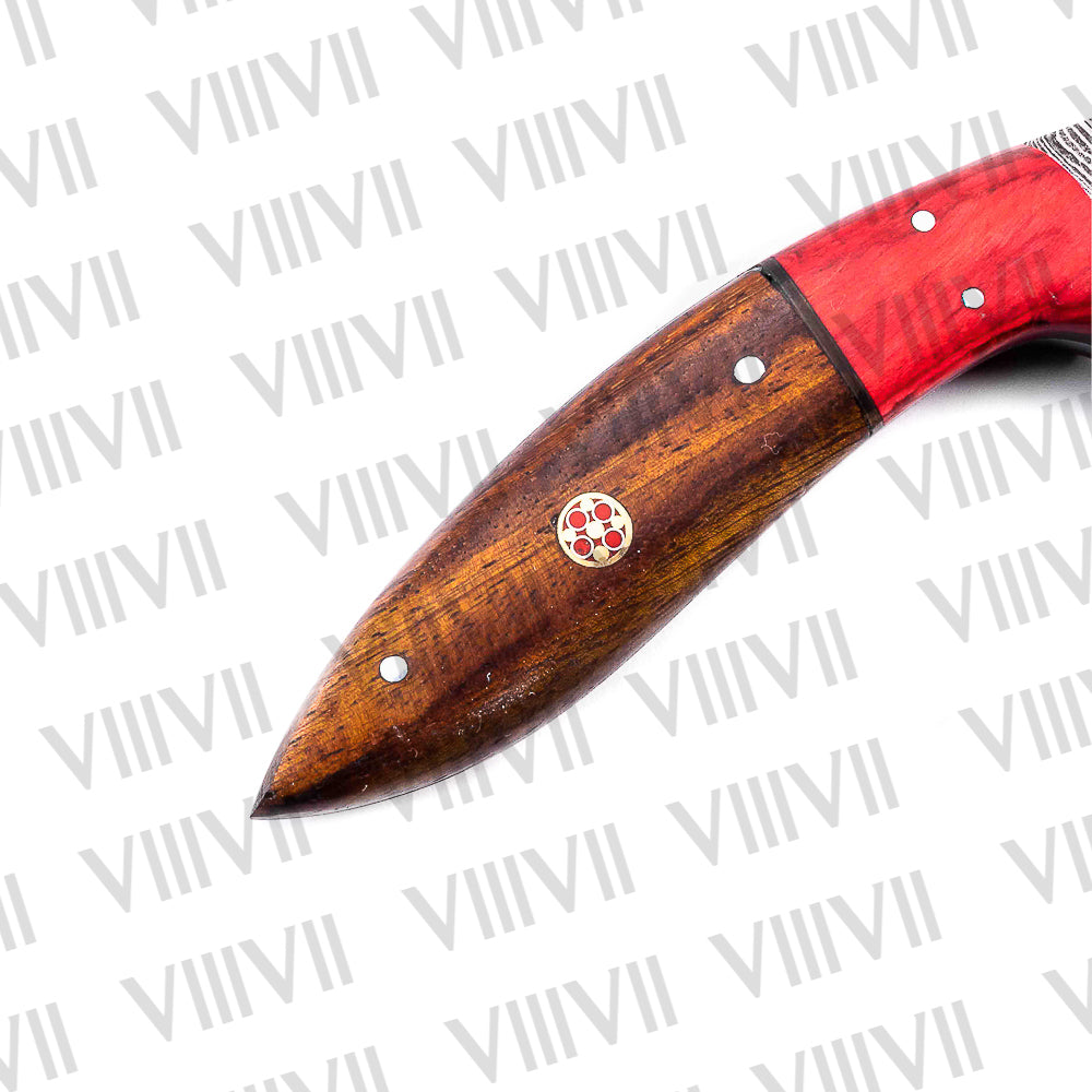 Custom Knife Forged in Damascus Steel with Beautiful Rosewood Handle