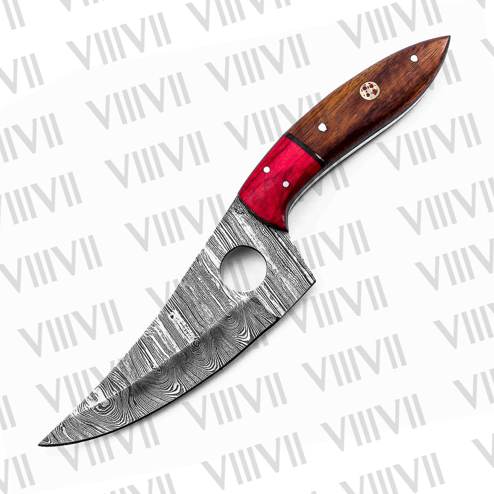 Custom Knife Forged in Damascus Steel with Beautiful Rosewood Handle