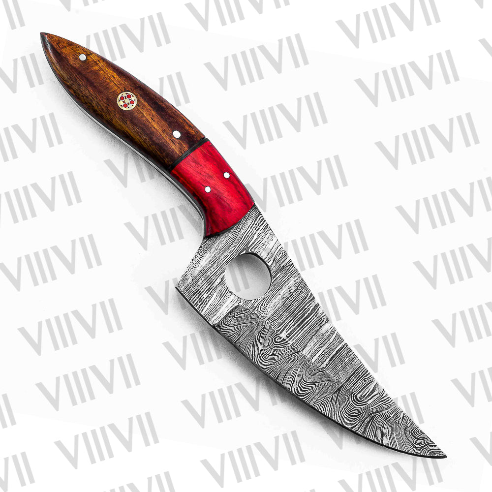 Custom Knife Forged in Damascus Steel with Beautiful Rosewood Handle