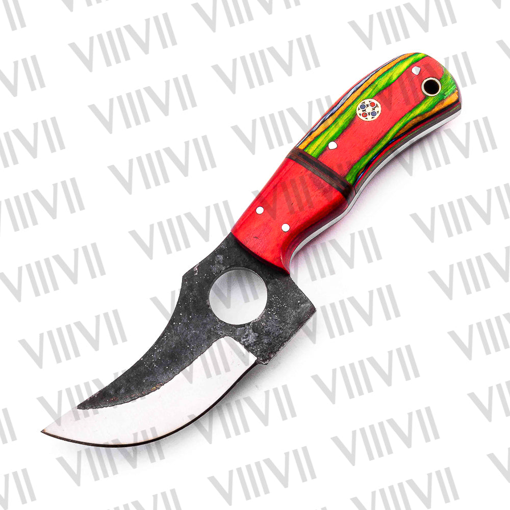 Hand-Forged Skinning Knife with Stainless Steel Blade & Multi Wood Handle – Hunting, Skinning & Outdoor Utility Knife