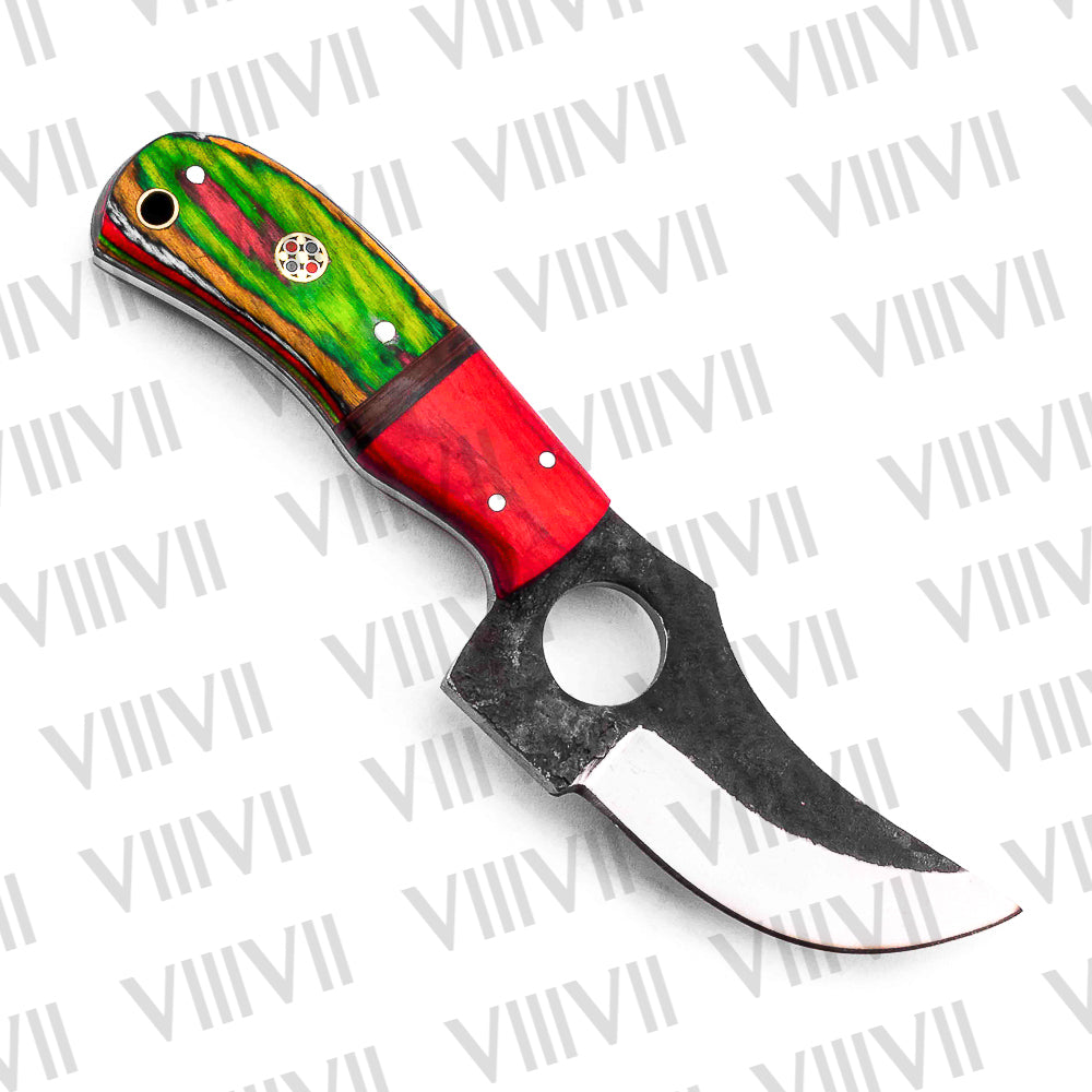 Hand-Forged Skinning Knife with Stainless Steel Blade & Multi Wood Handle – Hunting, Skinning & Outdoor Utility Knife