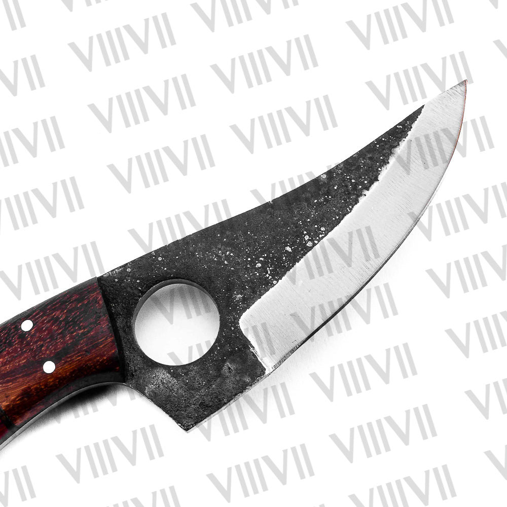 Handmade Viking knife in stainless steel rustic effect with beautiful pink wood handle