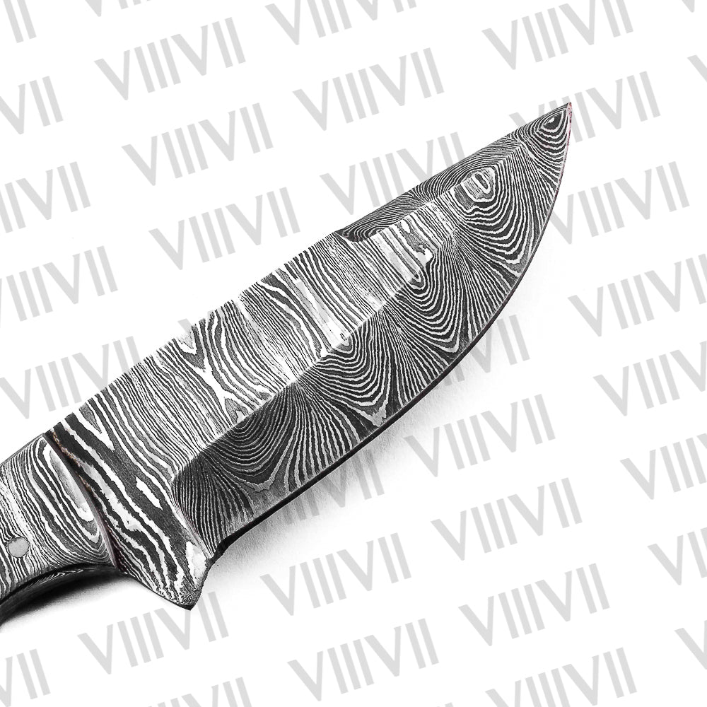 Damascus Steel Hunting Knife with Twisted Pattern Blade & Micarta Handle – Handmade Outdoor Survival Tool