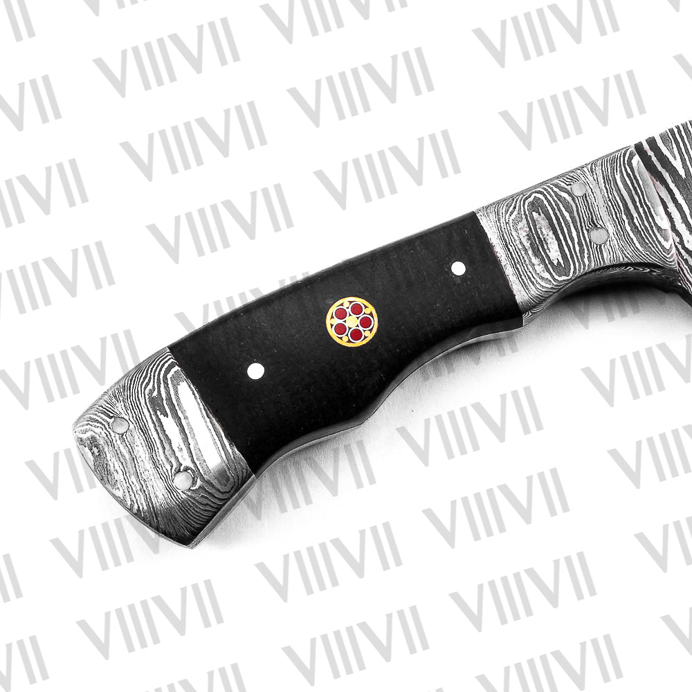 Damascus Steel Hunting Knife with Twisted Pattern Blade & Micarta Handle – Handmade Outdoor Survival Tool
