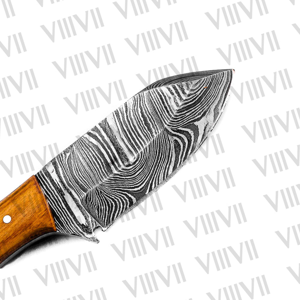 Forged Pink Knife in Damascus Steel with Twisted Pattern Blade & Pink Wood Handle – Handmade Outdoor & Kitchen Knife
