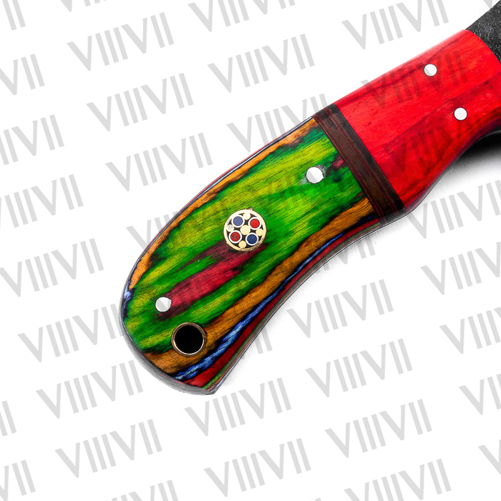 Hand-Forged Skinning Knife with Stainless Steel Blade & Multi Wood Handle – Hunting, Skinning & Outdoor Utility Knife