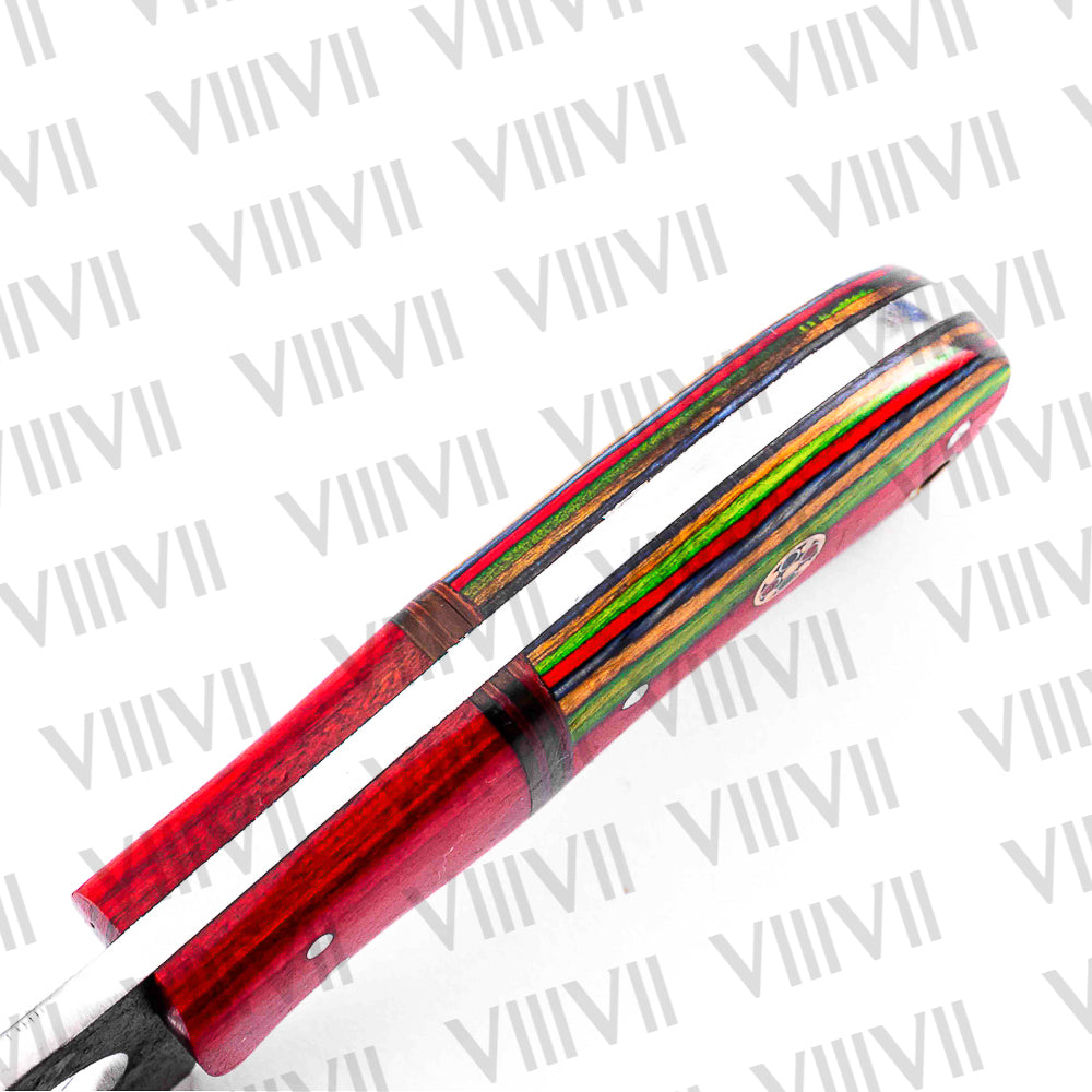 Hand-Forged Skinning Knife with Stainless Steel Blade & Multi Wood Handle – Hunting, Skinning & Outdoor Utility Knife