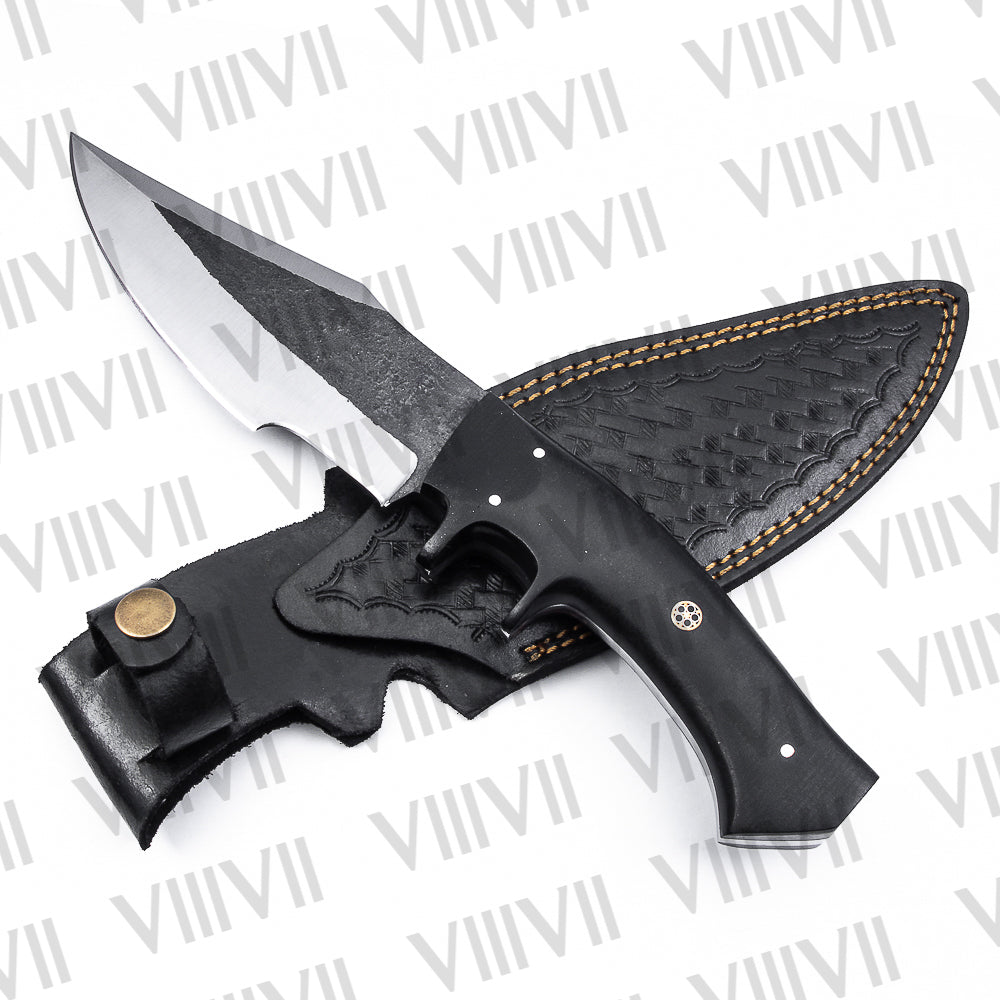 Custom Hunting Knife – D2 Steel Blade with G10 Micarta Handle & Leather Sheath | Gift for Hunters & Outdoorsmen