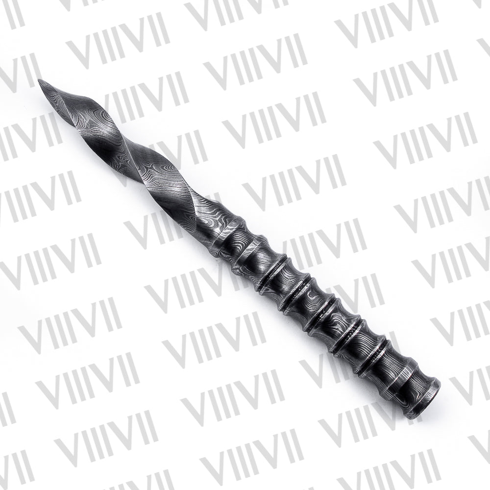 Hand Forged Damascus Steel Tri-Edge Dagger with Textured Grip Handle Twisted Blade Collector Knife