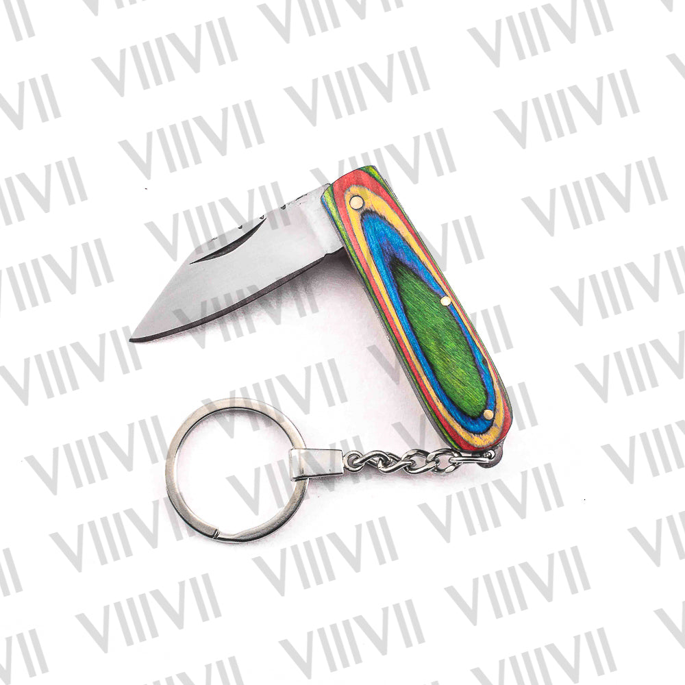 Folding Pocket Knife Keychain – Damascus or Stainless Steel Blade with Multi Wood Handle | Mini EDC Knife for Gifting, Outdoor & Everyday Use