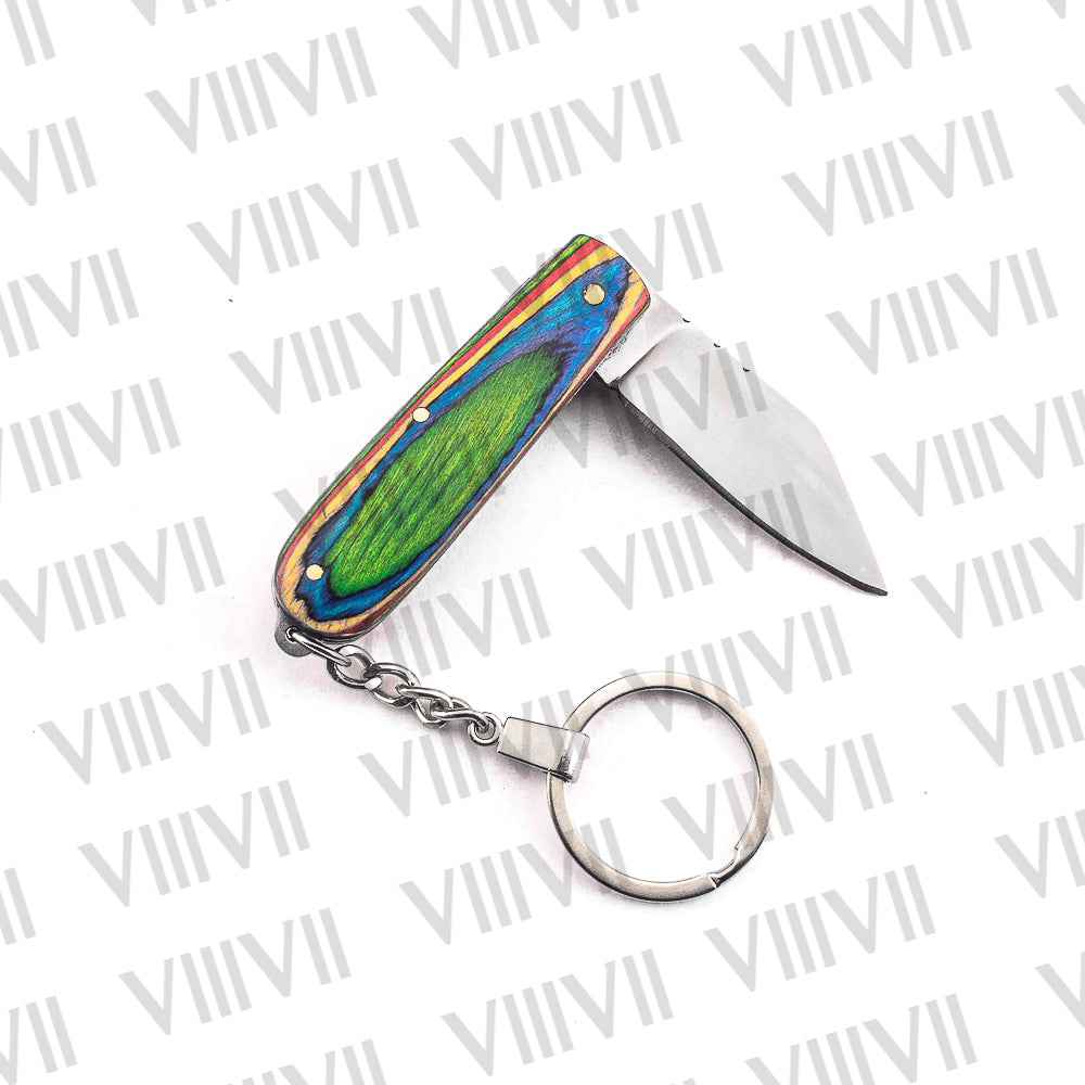 Folding Pocket Knife Keychain – Damascus or Stainless Steel Blade with Multi Wood Handle | Mini EDC Knife for Gifting, Outdoor & Everyday Use