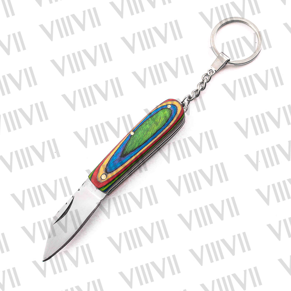 Folding Pocket Knife Keychain – Damascus or Stainless Steel Blade with Multi Wood Handle | Mini EDC Knife for Gifting, Outdoor & Everyday Use