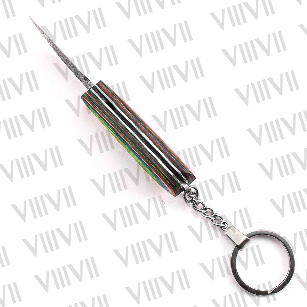 Folding Pocket Knife Keychain – Damascus or Stainless Steel Blade with Multi Wood Handle | Mini EDC Knife for Gifting, Outdoor & Everyday Use