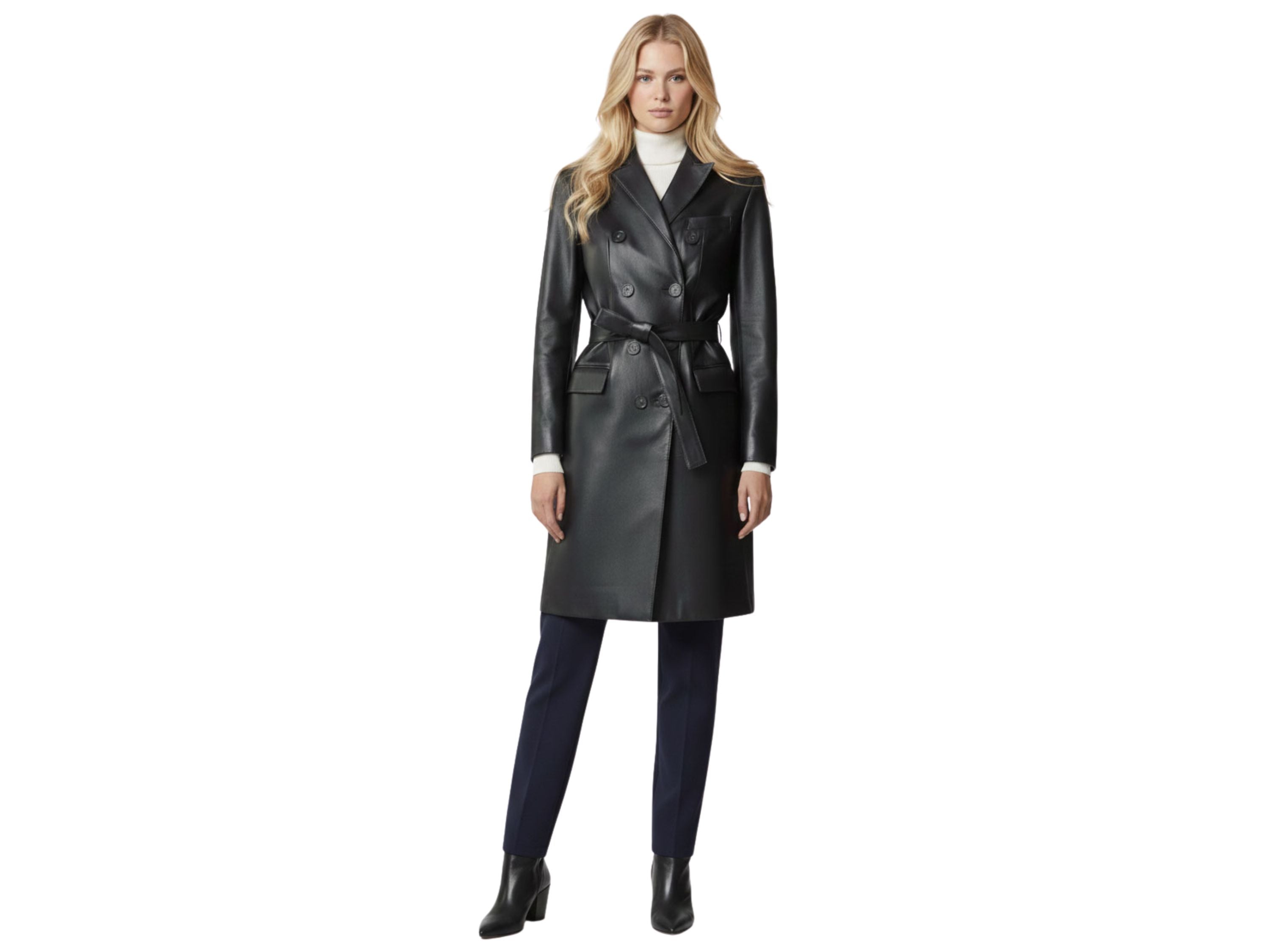 Leather Trench Coat – Luxury Office Wear