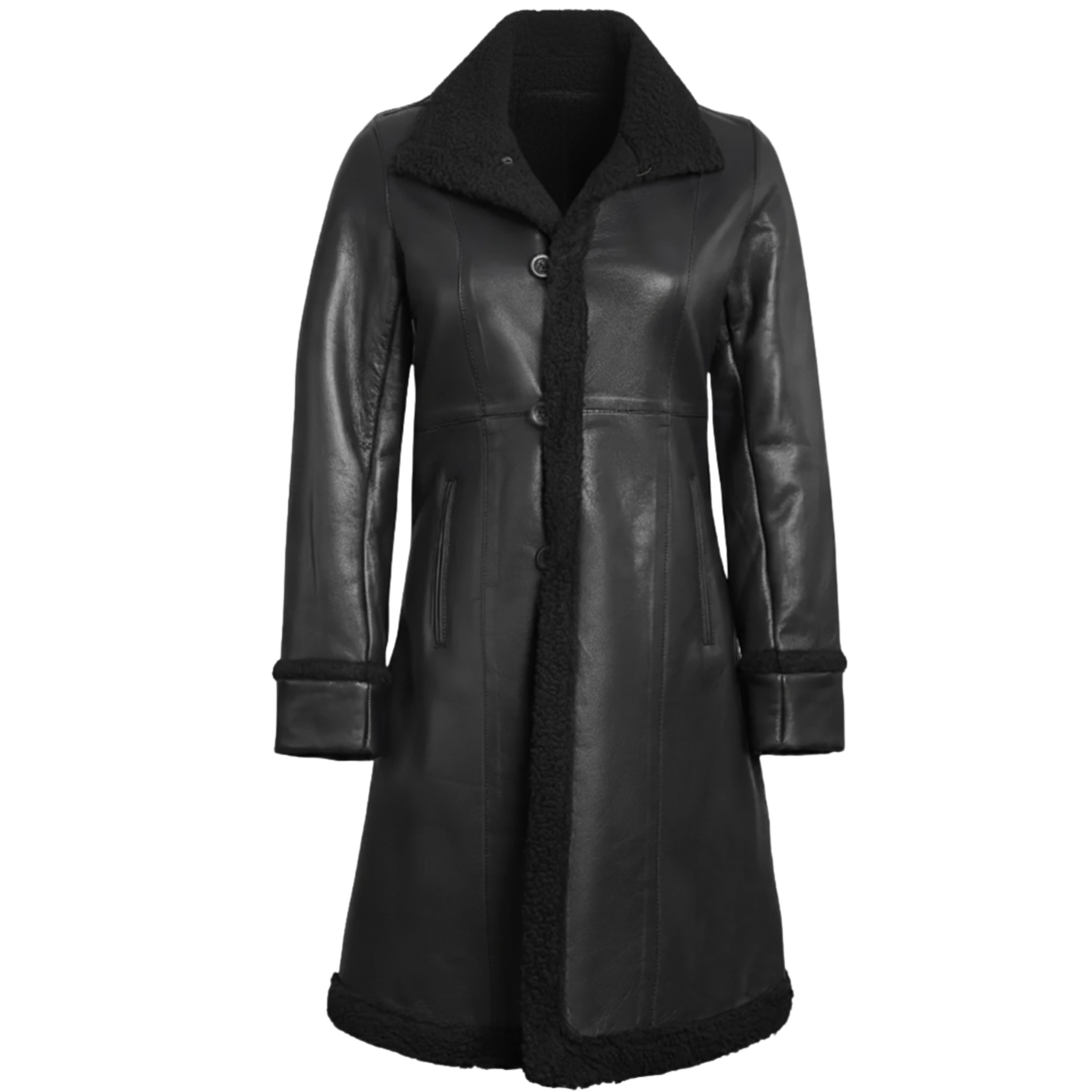 Women’s Penny Lane Coat – Real Lambskin Leather Shearling 3/4 Length Afghan Coat | Vintage Boho Fur Winter Jacket | Genuine Leather Coat | Christmas Gift