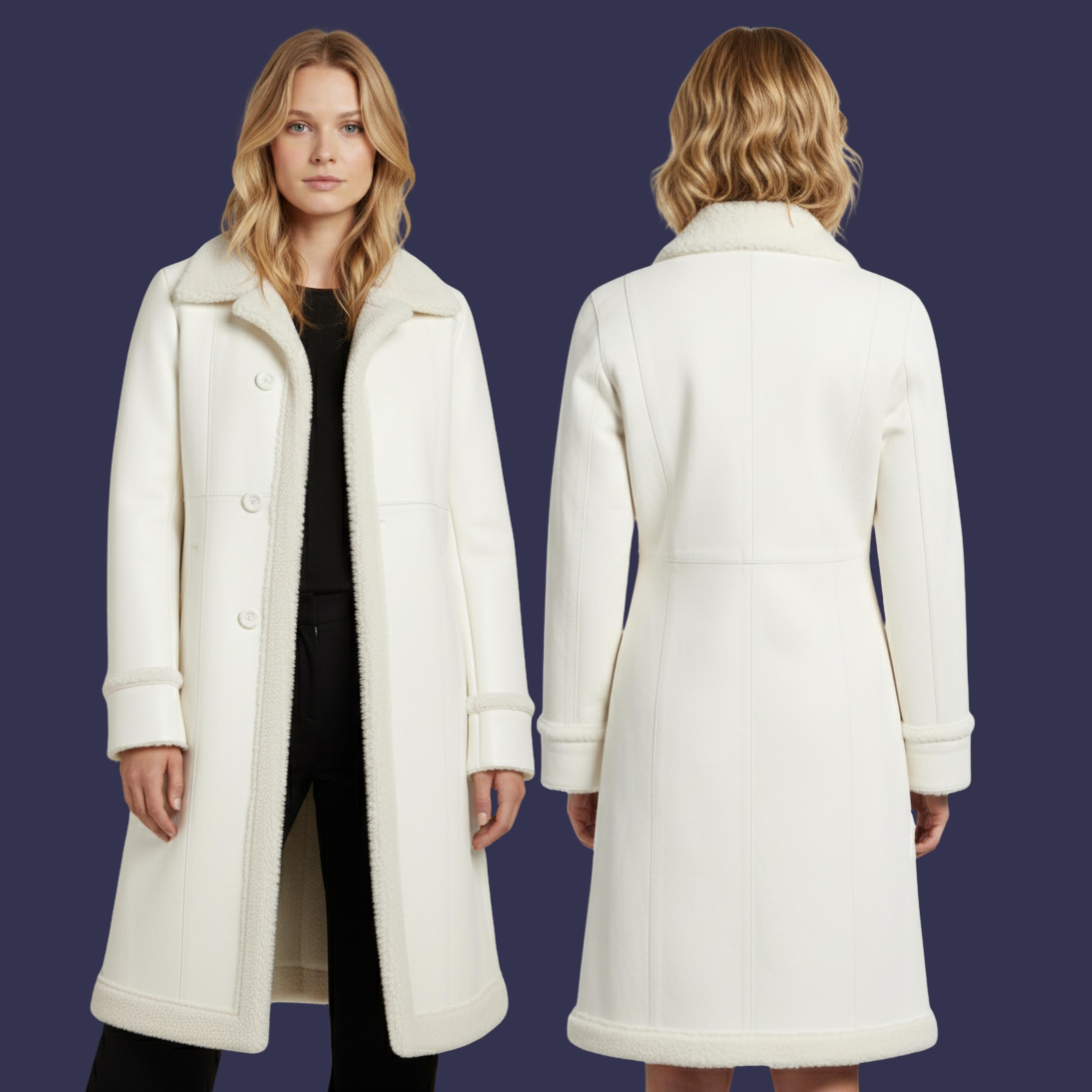 Women’s Penny Lane Coat – Real Lambskin Leather Shearling 3/4 Length Afghan Coat | Vintage Boho Fur Winter Jacket | Genuine Leather Coat | Christmas Gift