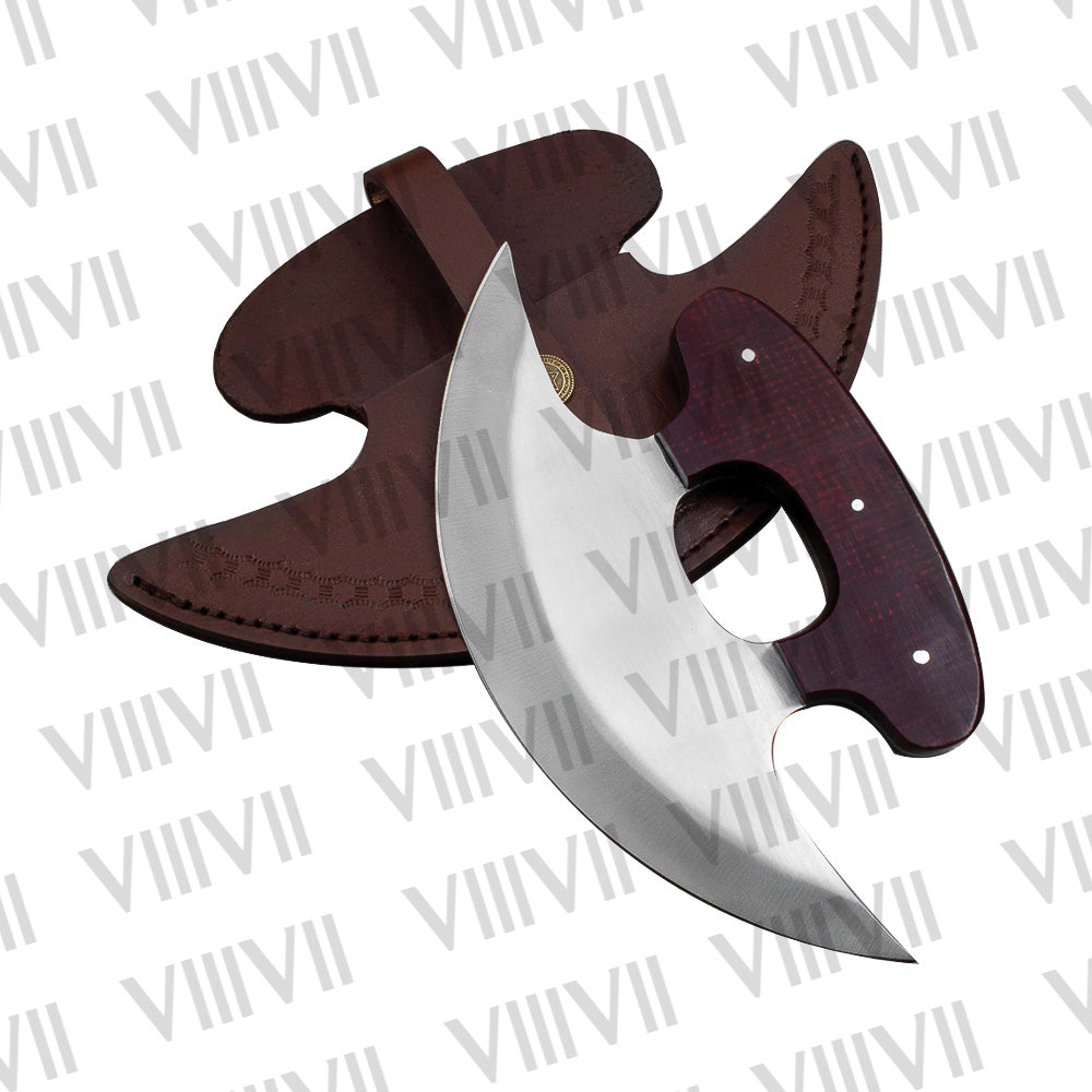 Handcrafted Ulu Knife with Stainless Steel Blade & Micarta Handle – Durable Kitchen Tool