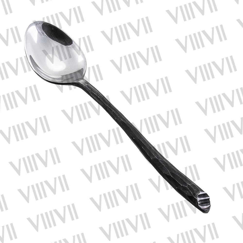 Medieval cutlery set with forged effect handles and high polish finish, Set of 6