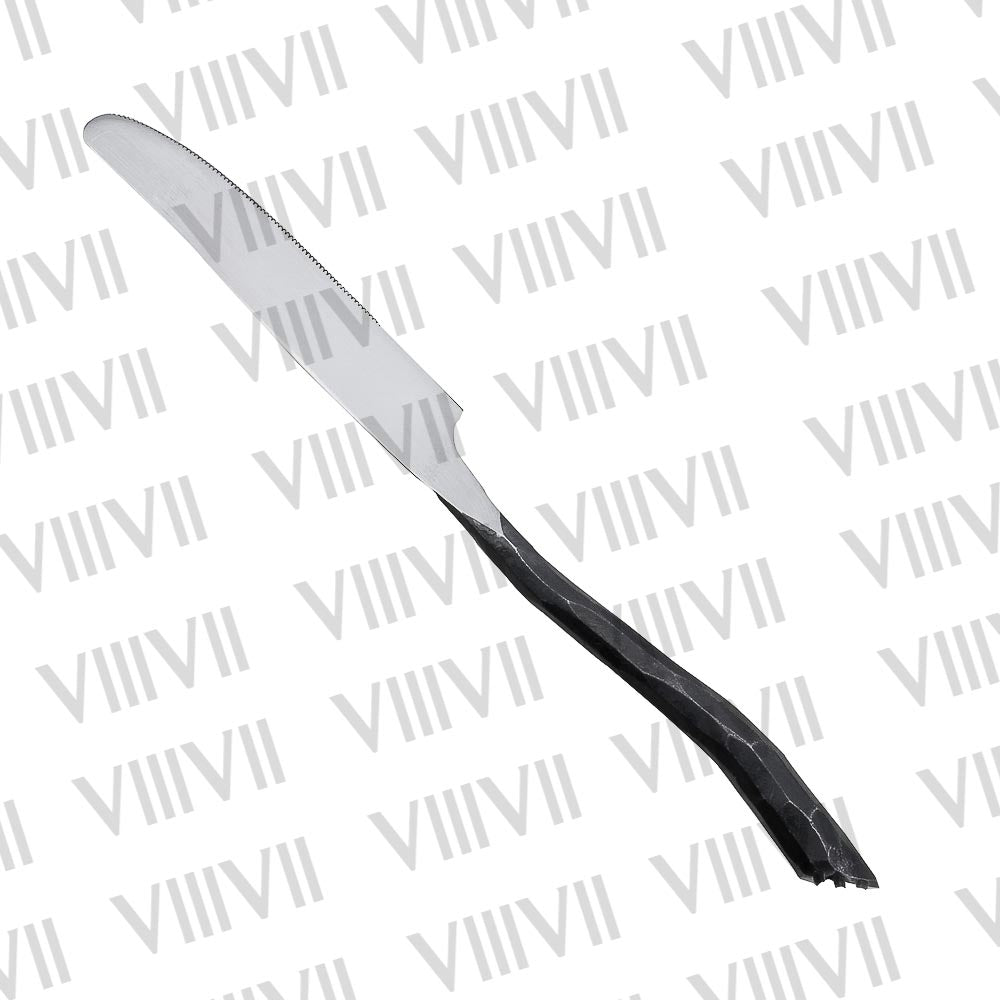 Medieval cutlery set with forged effect handles and high polish finish, Set of 6