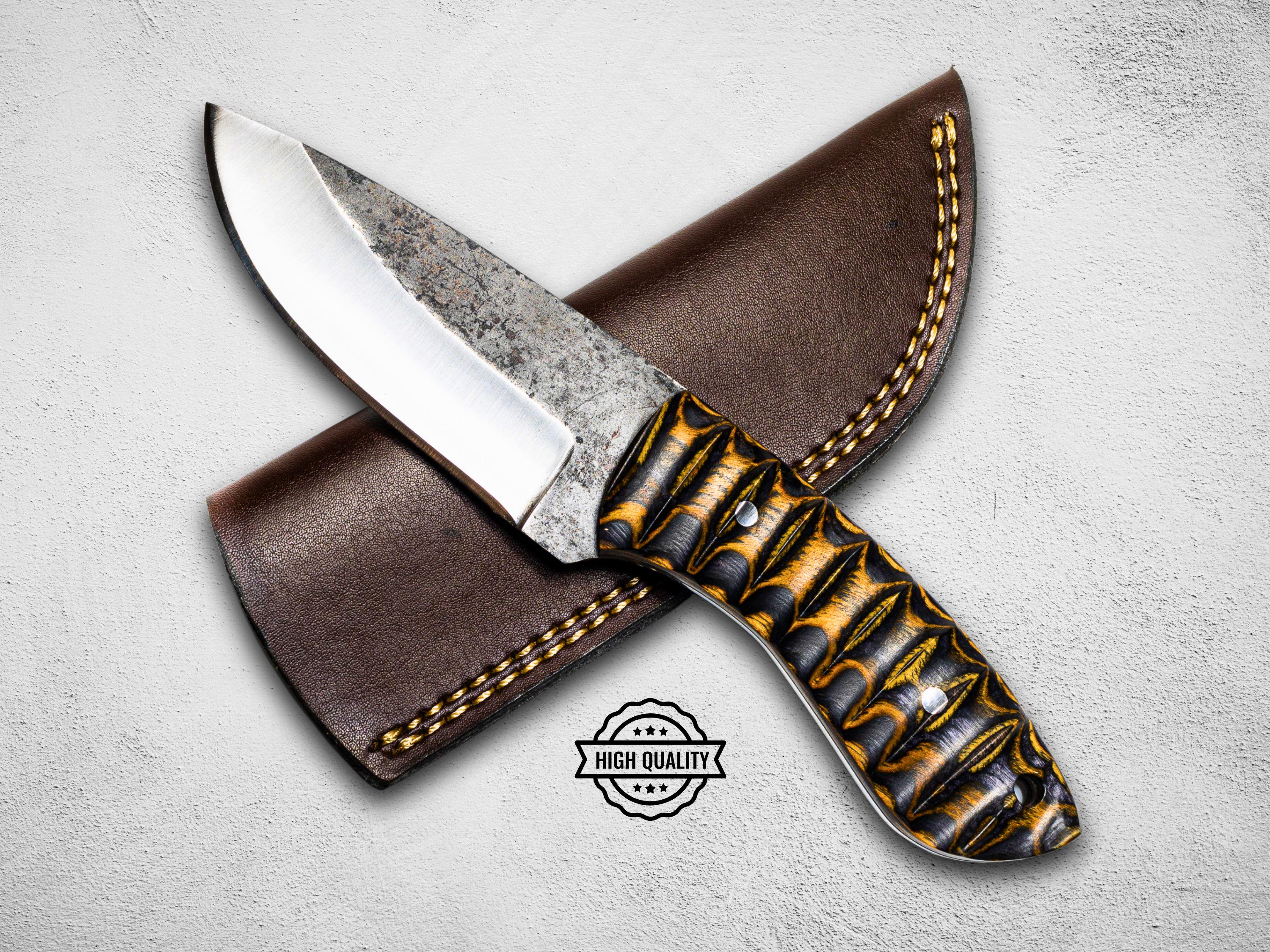 Handmade Stainless Steel Hunting Knife: 4-Inch Blade, Free Leather Sheath