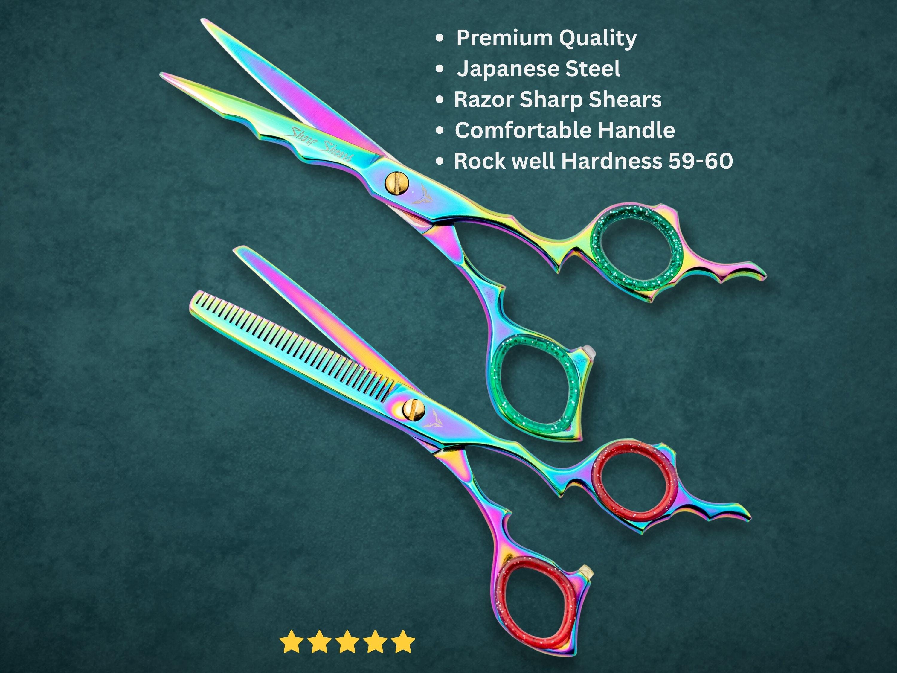 Japanese Steel Barber Scissors & Thinner Set: 6.5" Salon Hair Cutting Tool