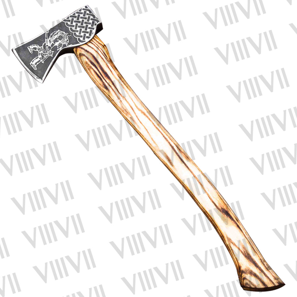Custom Viking Axe with Etched Blade | Ash Wood Handle | Personalized Norse Gift for Him