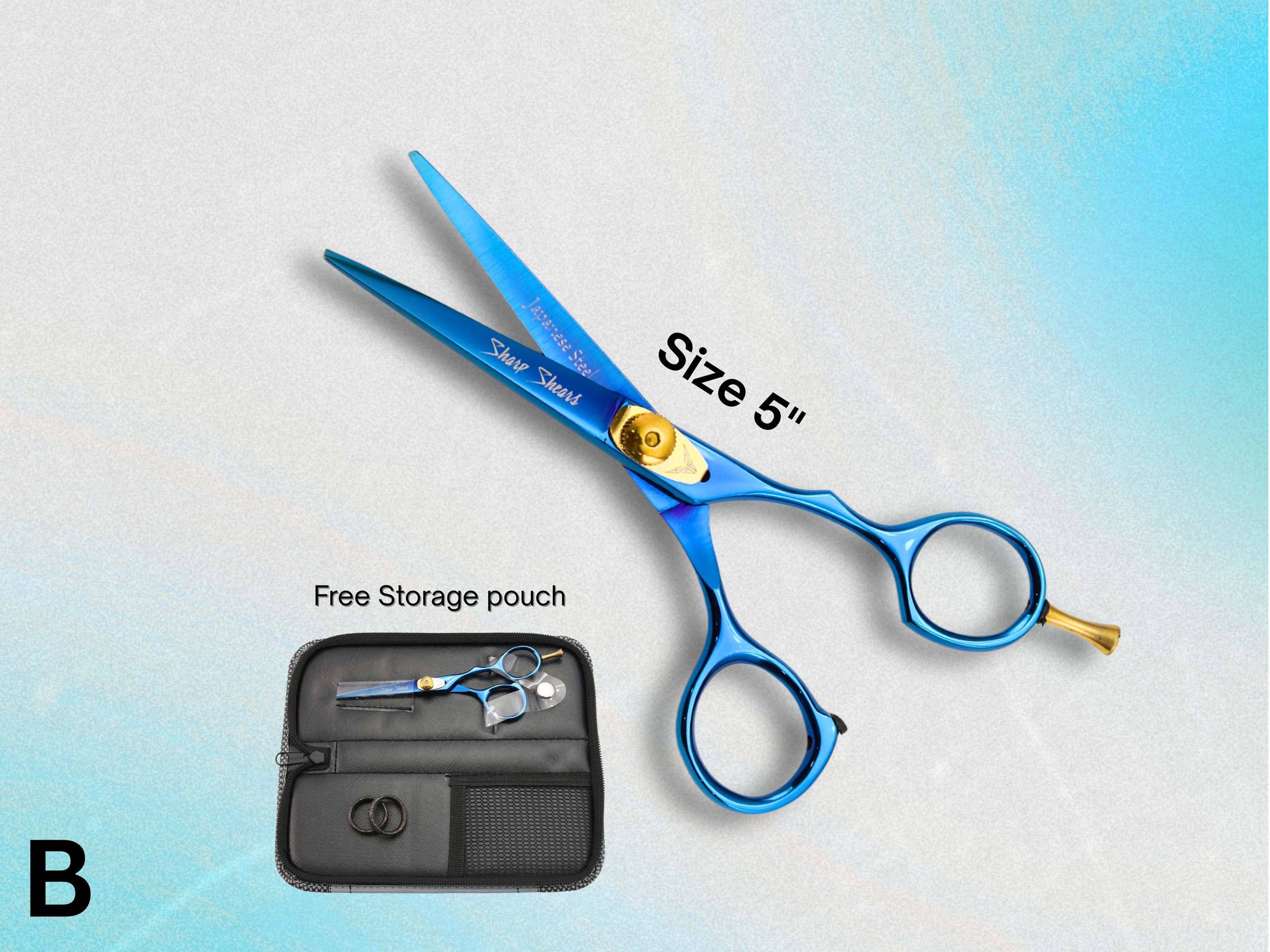 Japanese Steel Hairdressing Scissors: Barber/Stylist Shears + Pouch