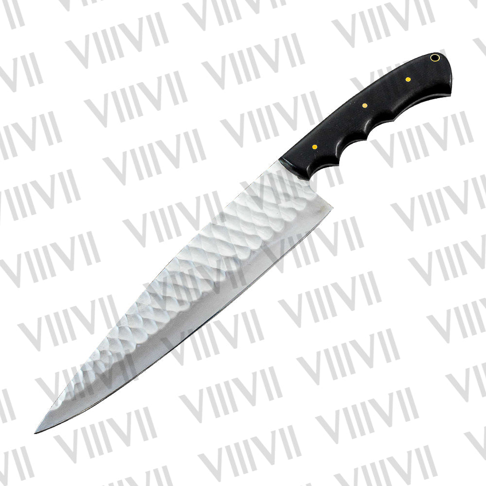 Handmade Kitchen Knife with 9" Stainless Steel Blade and Black Micarta Handle | Professional Chef Knife