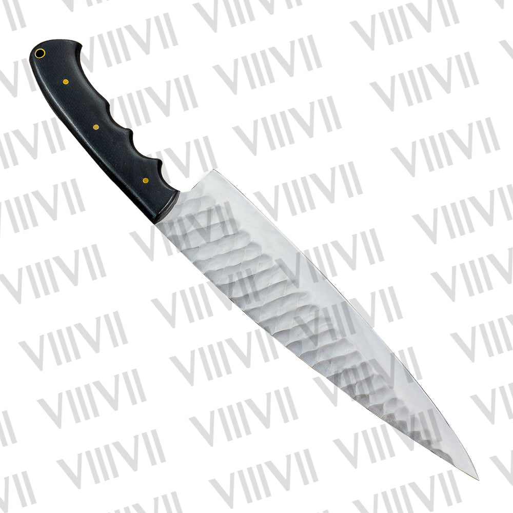 Handmade Kitchen Knife with 9" Stainless Steel Blade and Black Micarta Handle | Professional Chef Knife