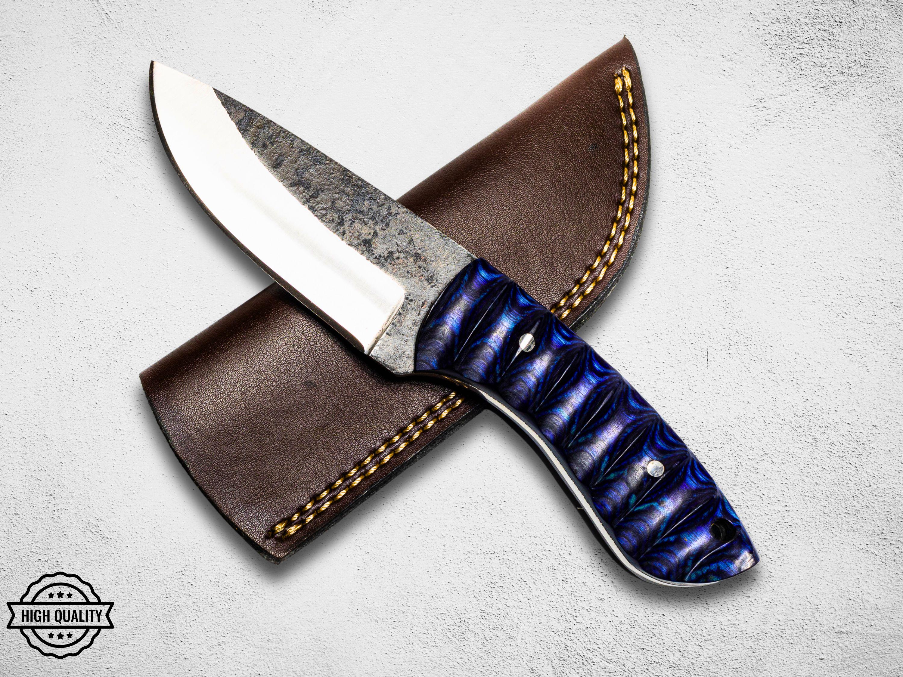 Handmade Stainless Steel Hunting Knife: 4-Inch Blade, Free Leather Sheath