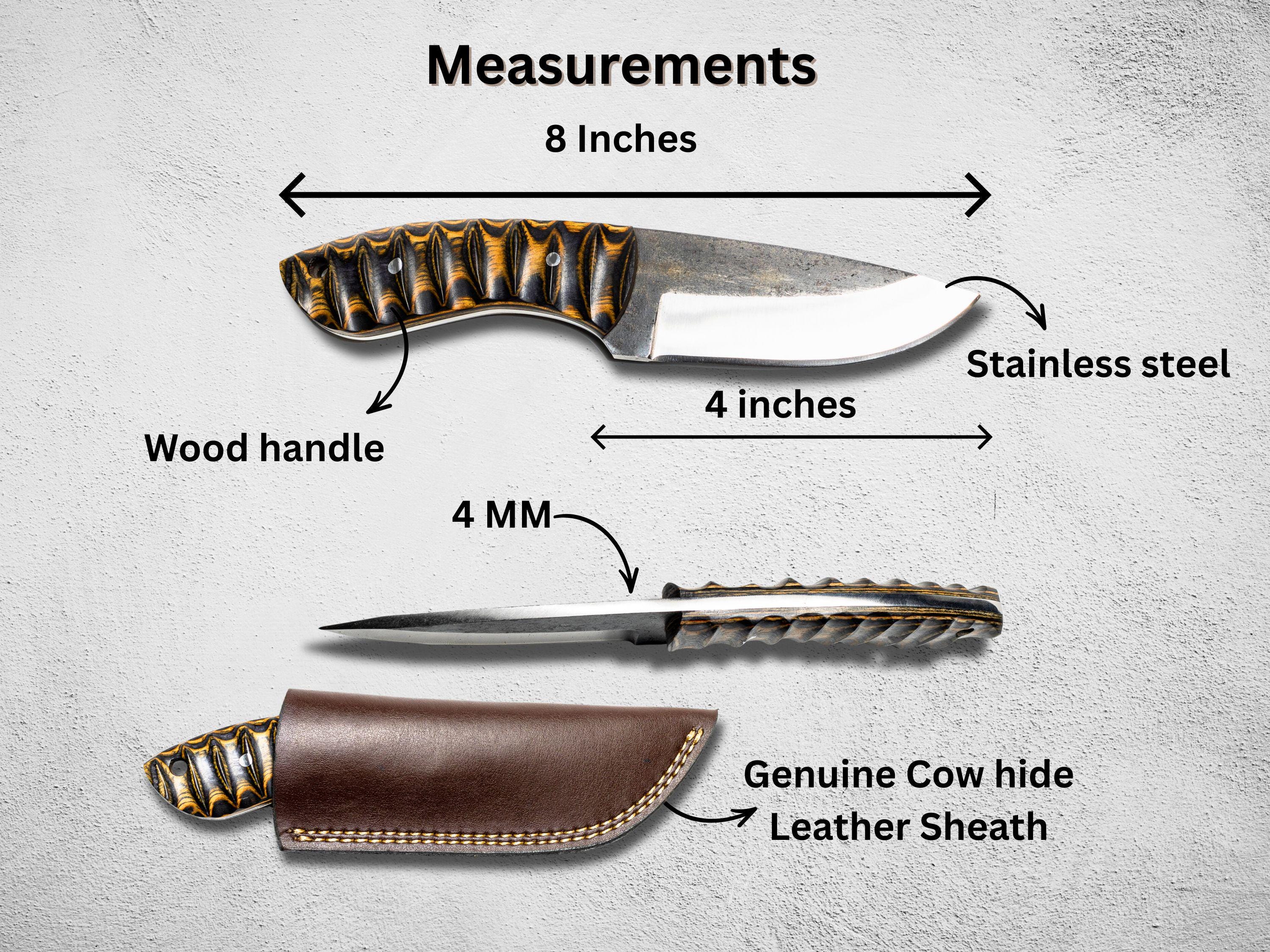 Handmade Stainless Steel Hunting Knife: 4-Inch Blade, Free Leather Sheath