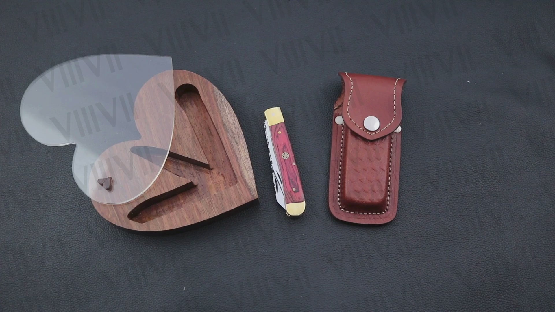 Double Blade Pocket Knife with Pakka Wood Handle | Trapper Folding Knife with Spey & Clip Point Blades – Gift Box or Leather Sheath Included