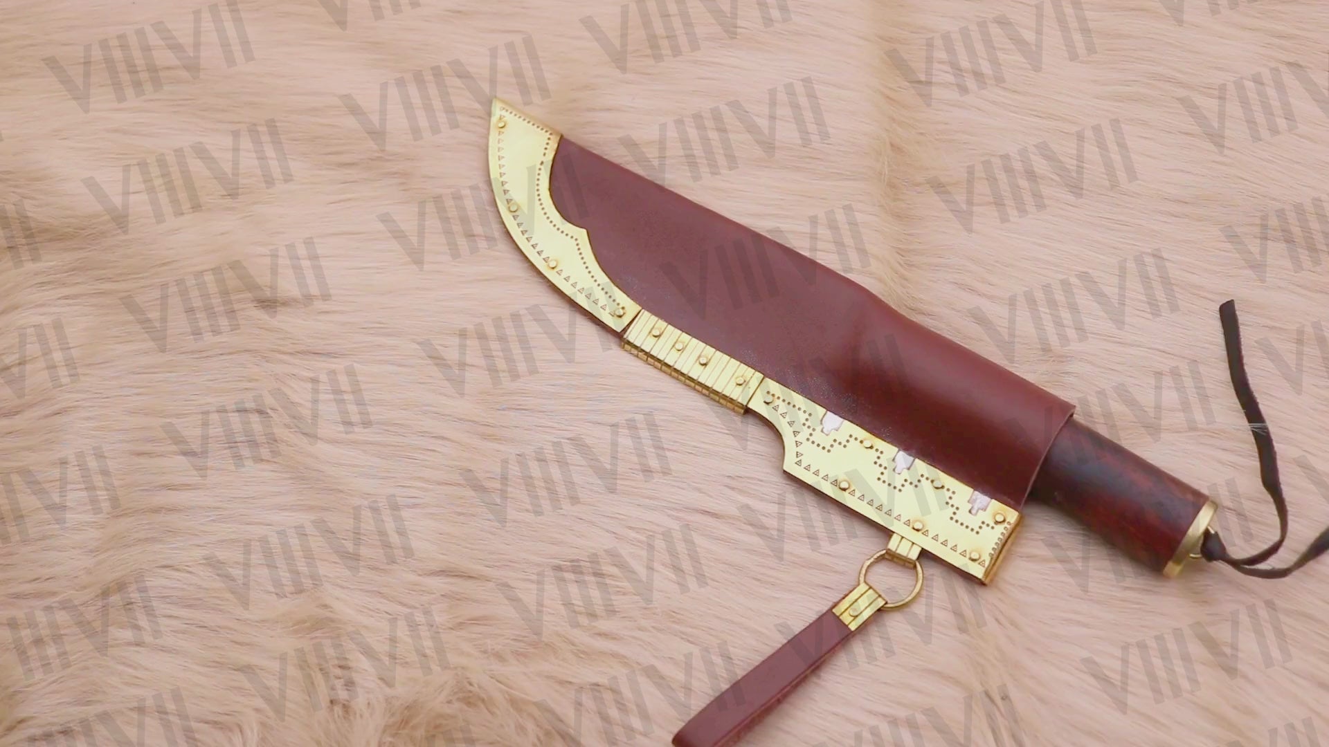 Viking Knife with Damascus Steel Blade | Rosewood & Bone Handle | Norse Pattern Design