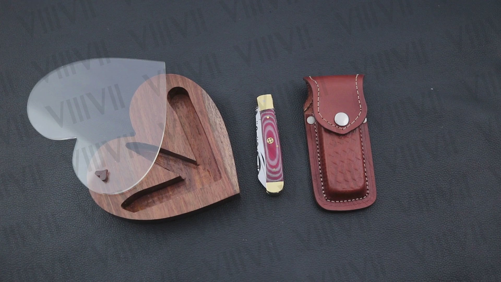 Double Blade Pocket Knife with Micarta Handle | Trapper Folding Knife with Clip & Spey Blades – Gift Box or Leather Sheath Option