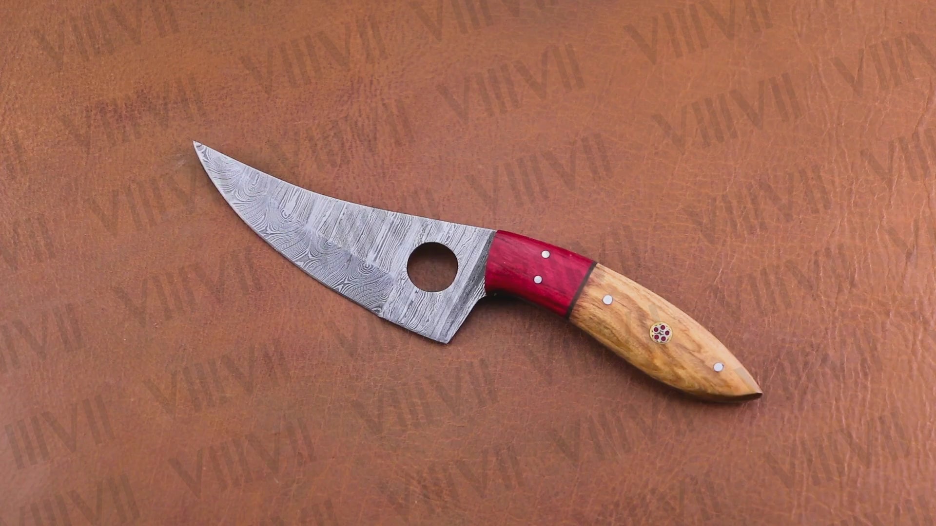 Custom Handmade Knife Forged in Damascus Steel with Twisted Pattern & Ash Wood Handle