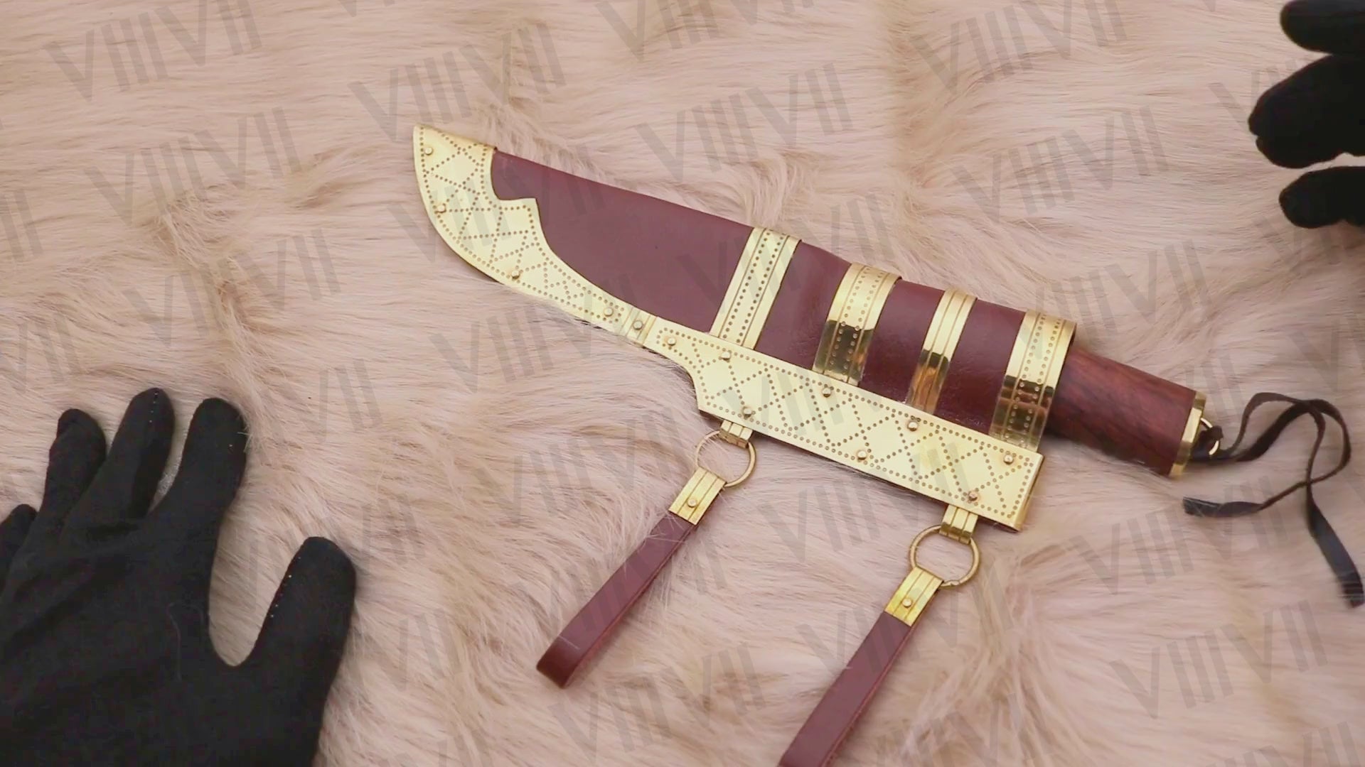 Viking Knife with Damascus Steel Blade | Bone & Wood Handle | Hand Engraved Norse Pattern