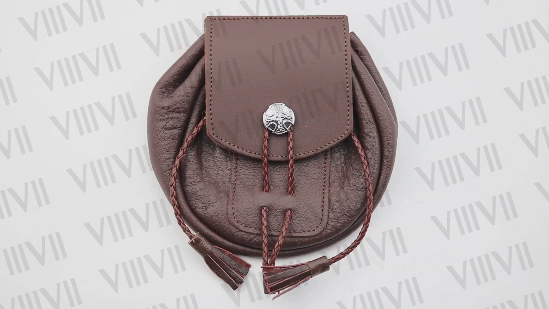 Brown Rob Roy Sporran Handmade Genuine Leather Highland Pouch for Kilt Outfit, Scottish Weddings, Games & Clan Events
