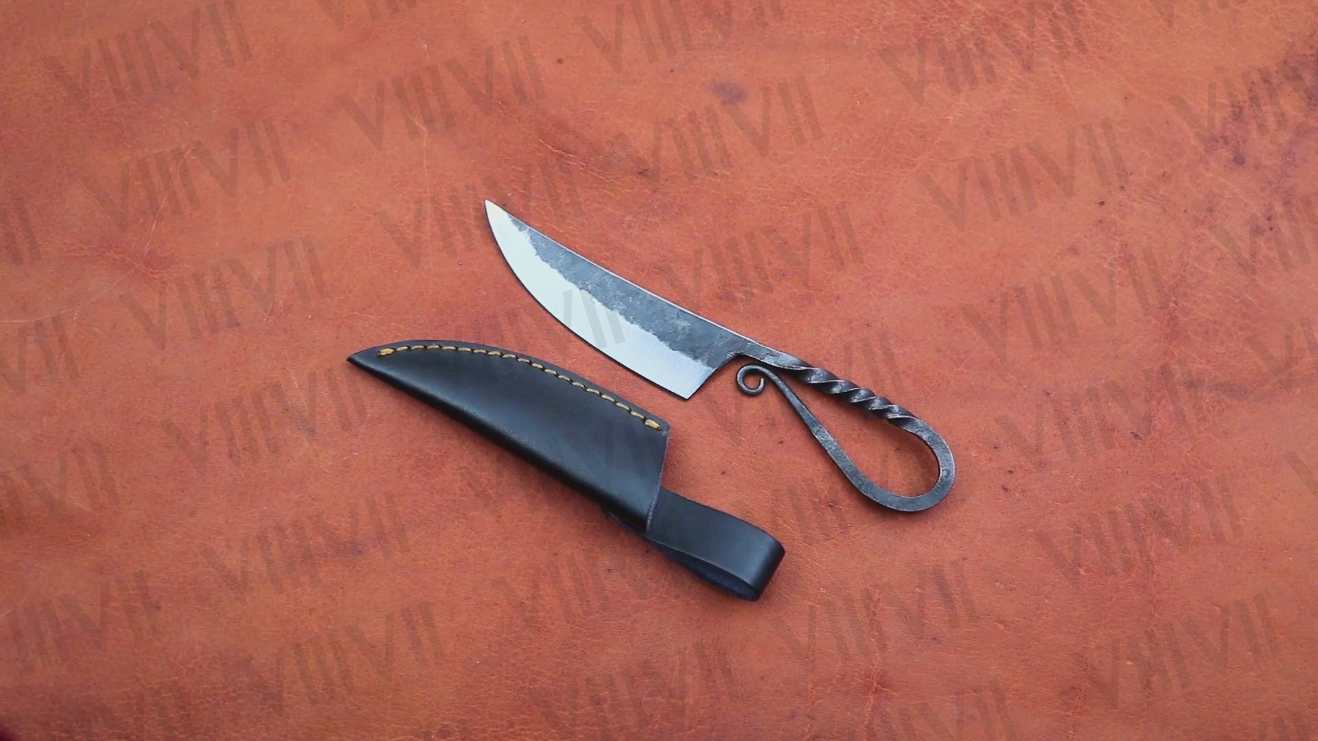 Viking Forge Knife – Handcrafted Carbon Steel Blade with Real Leather Sheath – Perfect for LARP and Reenactments