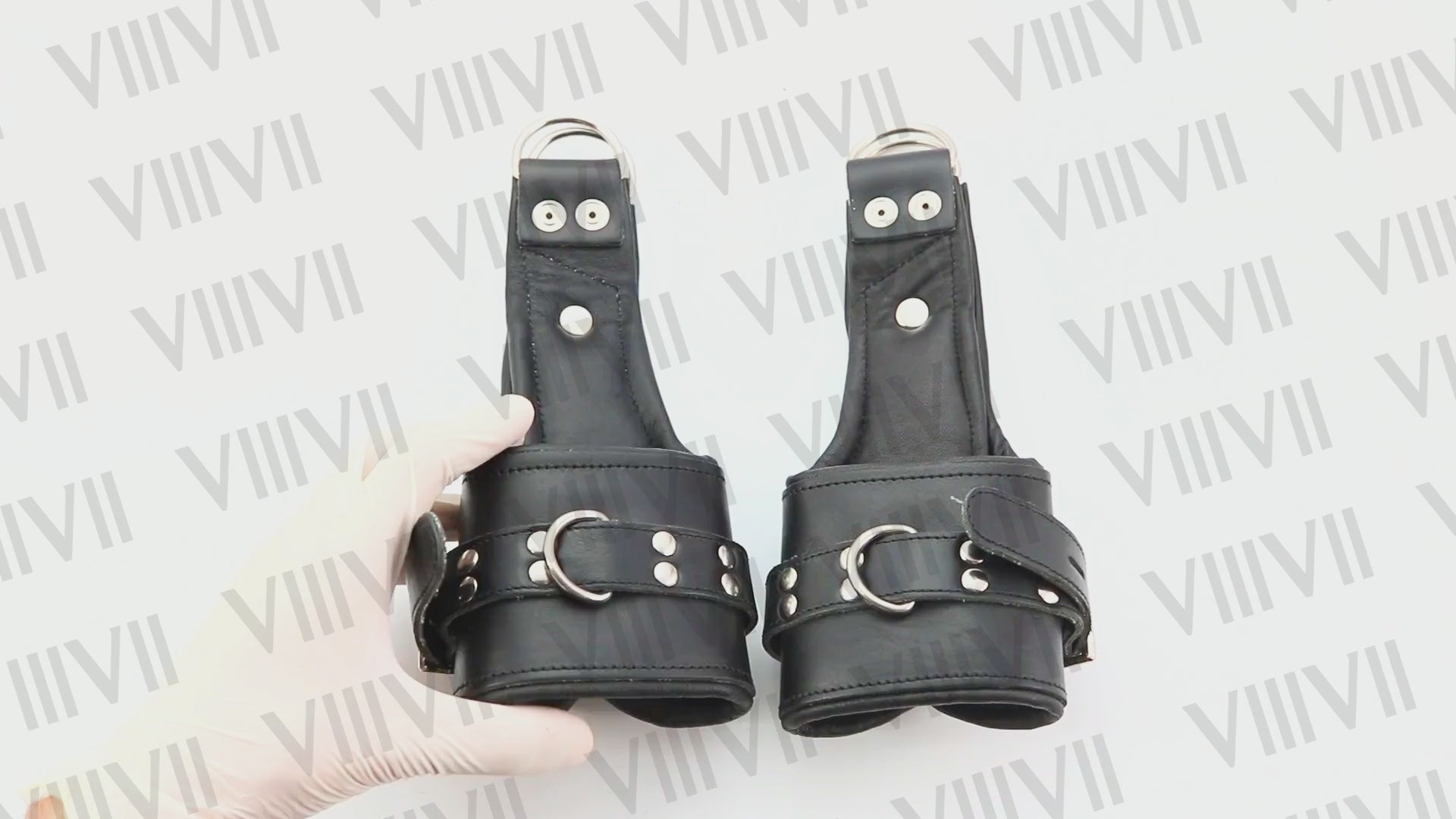 Genuine Cow Leather Wrist Cuffs – Soft Padded Handcuffs, BDSM 2-Piece Set, Adjustable Lockable Restraint Cuffs, Bondage Play Accessories