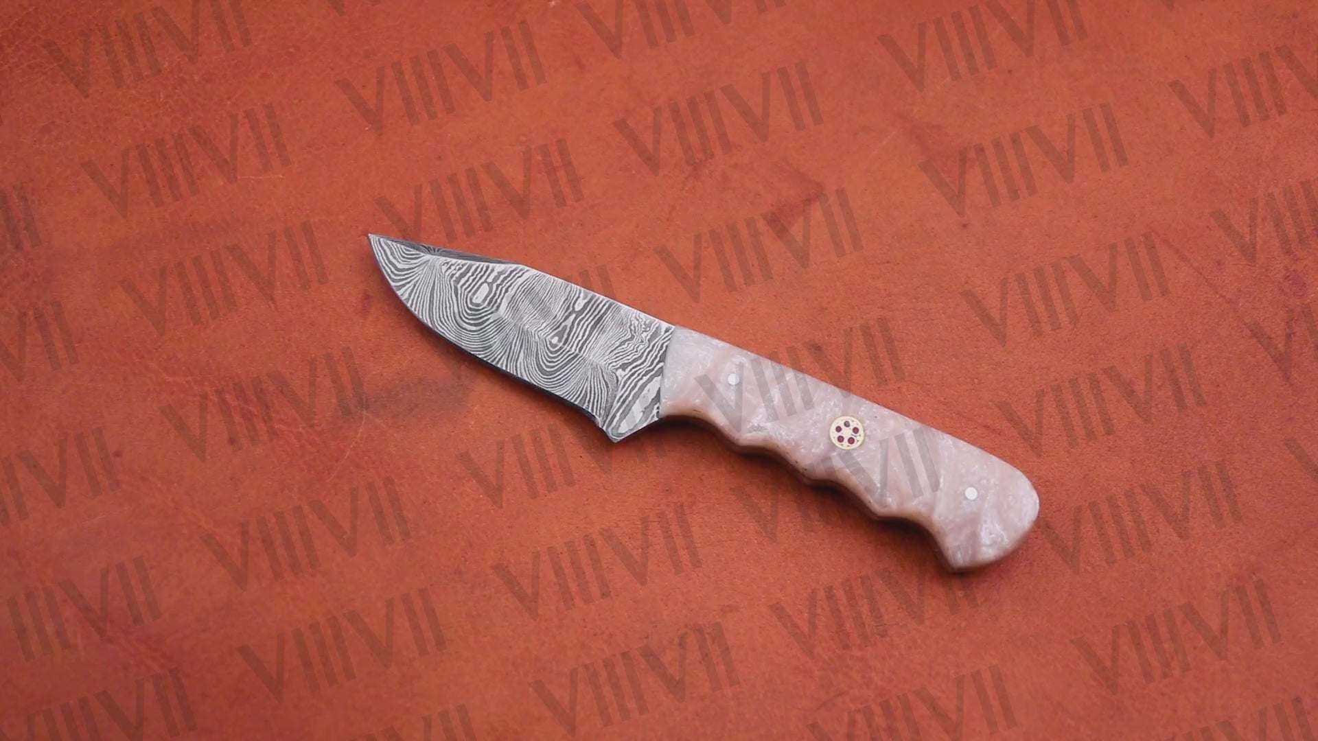 Damascus Steel Skinner Knife with Resin Handle – Best Knife for Hunters, Camping & Collectors