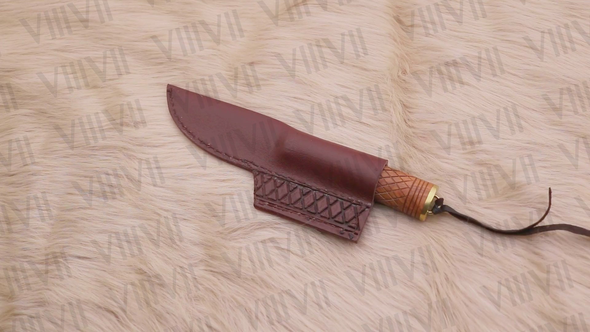 Viking Reenactment Knife with Hand-Carved Rosewood Handle | LARP & Renaissance Leather Sheath Knife